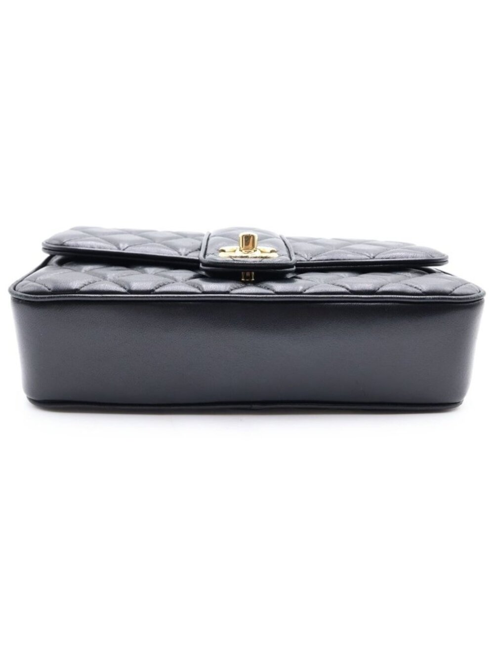 Chanel Quilted 23 Lambskin Gold Chain Shoulder Bag Plate Black